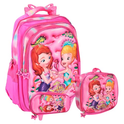 Kit Mochila Infantil Escolar De Rodinha Desenho Menina 3D