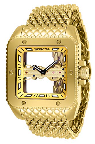 Invicta Men's Cuadro Gold-Tone Mesh Bracelet Steel Case Mechanical Analog Watch 28508