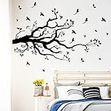 MEFOSS Black Tree Branch Wall Stickers Flying Birds Wall Decals Removable Vinyl Love Bird Art Home Living Room Bedroom Décor (Left to Right)