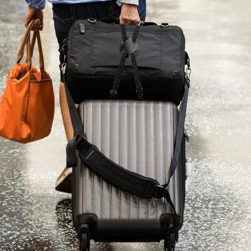 Image of Huakaile 2 Pack Luggage Straps for Suitcase, Adjustable Luggage Belt Bungees Straps with Buckle, Elastic Suitcase Straps Connectors for Travel Tie Down Backpack Bag Cruise Accessories (Black)