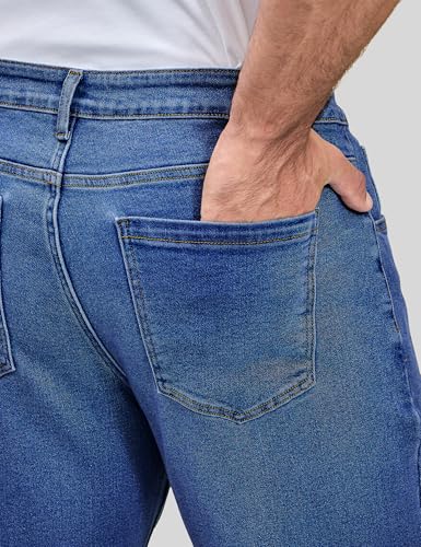 Men's Regular Fit Stretch Jeans Straight Leg 5-Pocket Classic Comfort Flex Denim Pants3