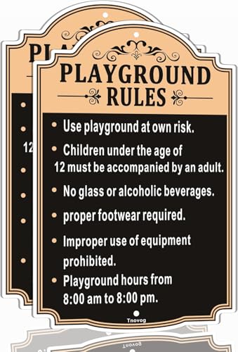 Panneau de signalisation rouillée Playground Rules pour sécurité enfants et adultes en extérieur