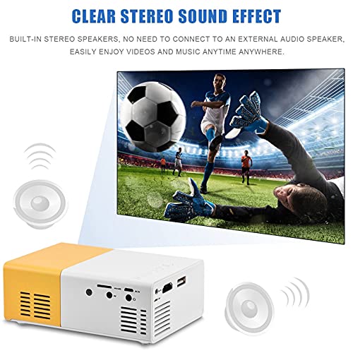 Mini Beamer Portable 320 * 240 Fysieke resolutie LED Beamer voor Home Theater Projector Ondersteuning 1080P HDMI, AV, USB, Laptop PC Telefoon Binnen/Buiten Pocket Projector Gift (Geel) - Image 3