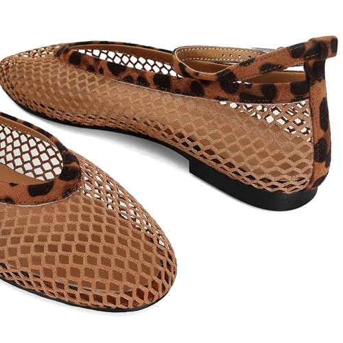 Image of Wnshonzy Mesh Ballet Flats for Women Round Toe Buckle Strap Fishnet Mary Jane Flats Comfy Casual Office Womens Summer Flats Shoes