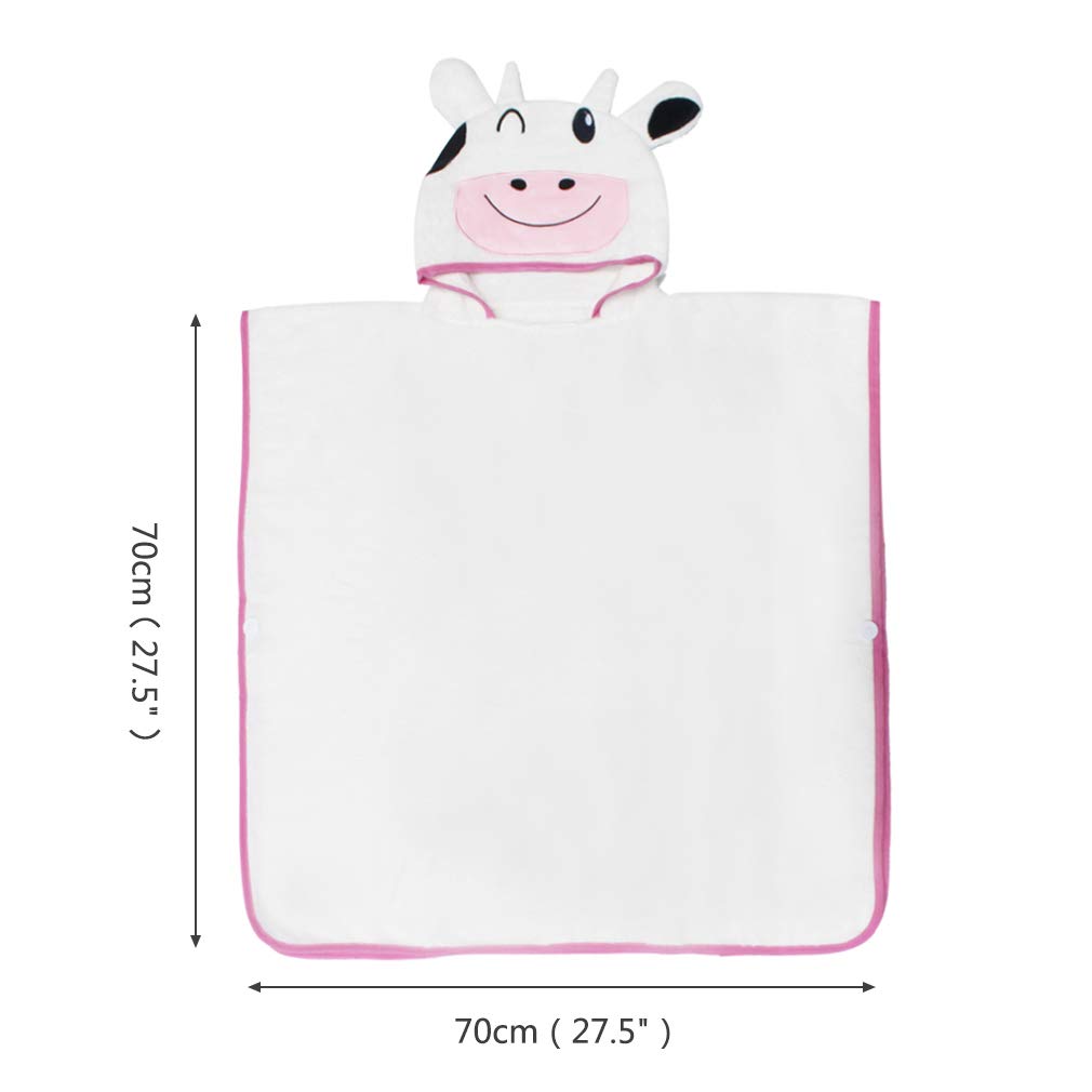 JIAN YA NA Serviettes Kids'Bath Strandkorb Poncho Animal Mignon 100% Coton à Capuche Cape Poncho pour 1-6 Ans CONFIRMÉ Tout-Petits Enfants Quick Dry (Blanc (Vache)) 27 "x55 Blanc (Vache)