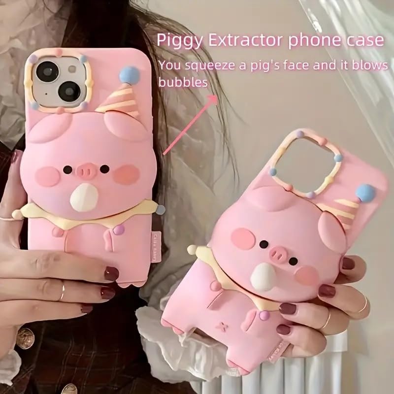 Image of COVERLY for iPhone 12 Pro Max 3D Pig Blowing Bubble Gum Case,Full Protective Squishy 3D Toy Lovely Piglet Back Case Cartoon Cute Soft Silicone Fashion Aesthetic Cover for Apple iPhone 12 Pro Max