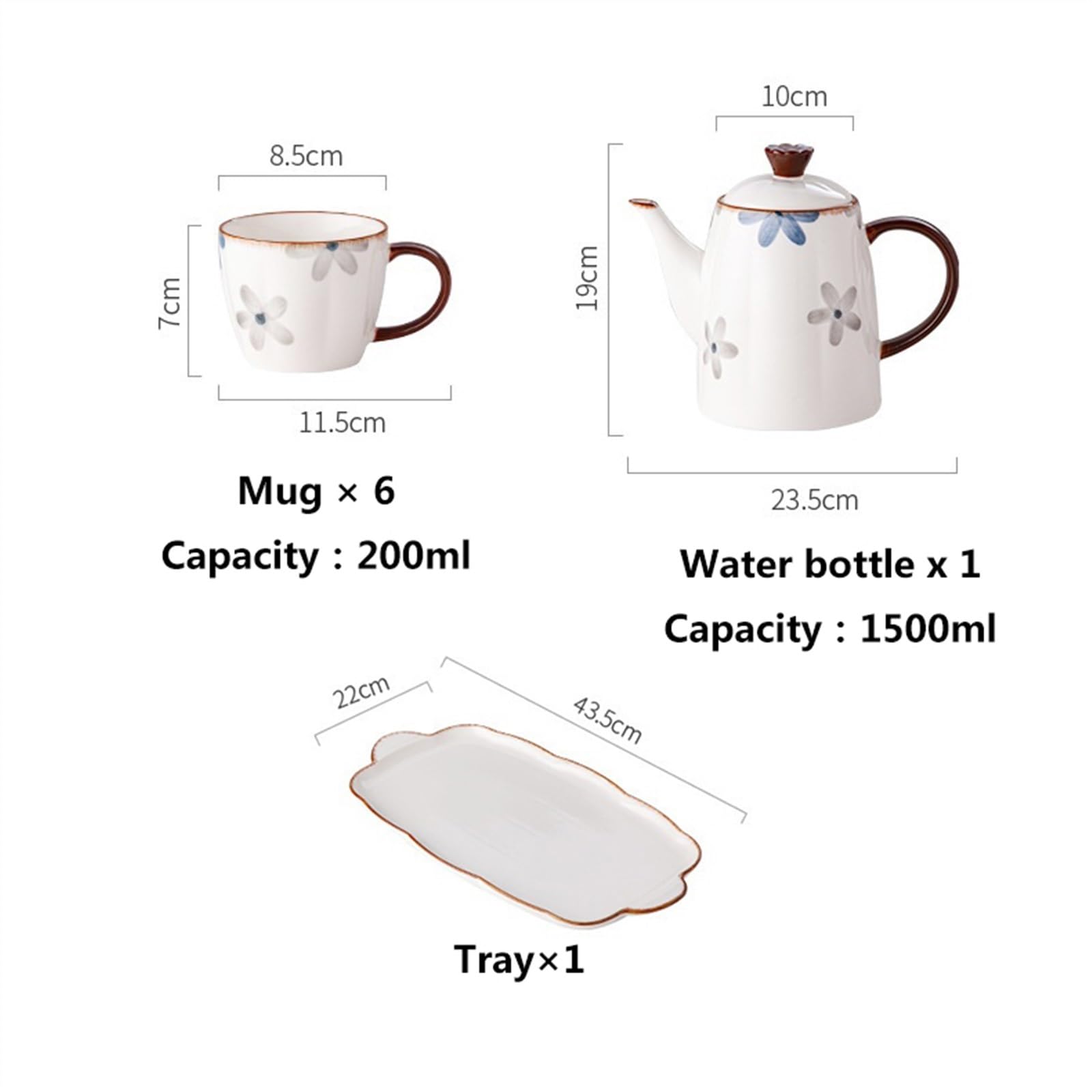 Bere Set di tazze da caffè in ceramica con bollitore freddo 8 pezzi