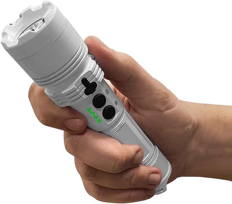 LightSafer - Stun Gun Flashlight 400 Lumens with Charging Indicator white