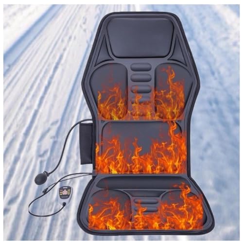 Wizvox Silla Masaje, con 9 Motores de VibracióN Masajeador de Espalda y Cervicales, Estera de Masaje con Calor Asiento del Conductor De Invierno