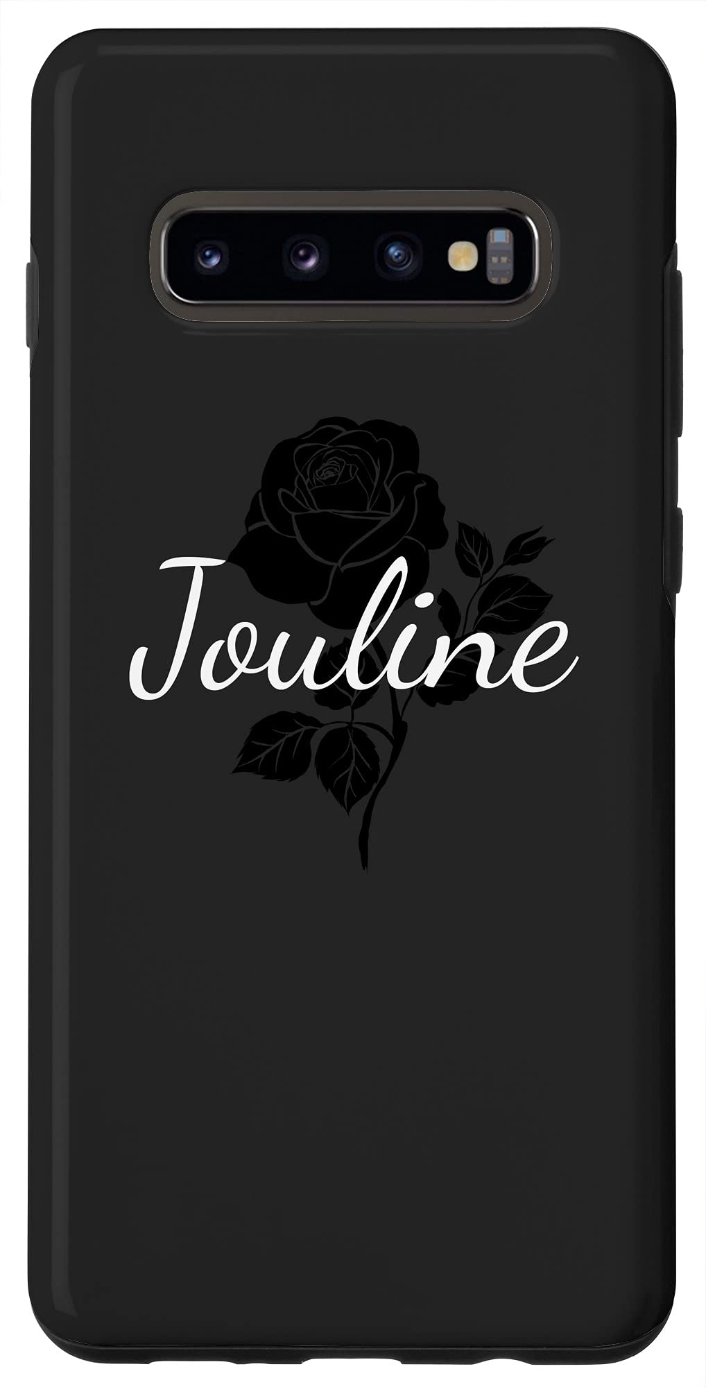 Galaxy S10+ Jouline - Custom Black Rose Phone Cover Gray Personalized Case