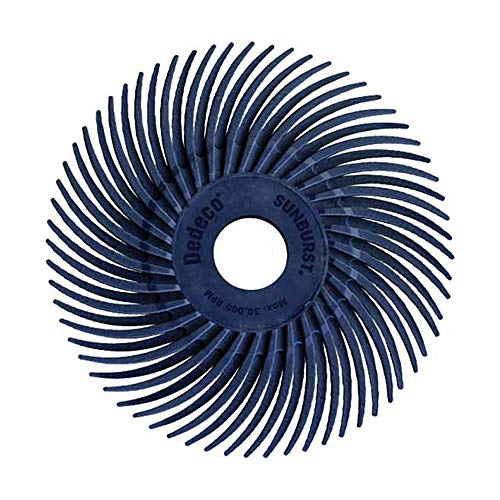 Dedeco Sunburst Radial Bristle Discs 12-Pack - 2" Curved - 3/8" Arbor - Blue 400 Grit (Fine) - Aluminum Oxide for Polishing & Finishing