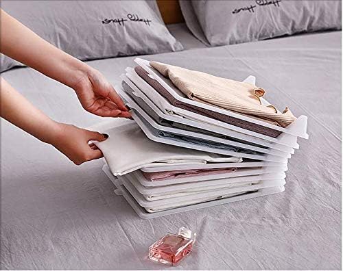 Closet Mess Killer l Foldable Stackable Folded T-Shirt Clothing Organizer l Fold Sort Laundry System l For Drawers, Dresser, Shelves, Suitcase, Wardrobe, Cabinets l Large (Jeans/Pants), Pack of 10