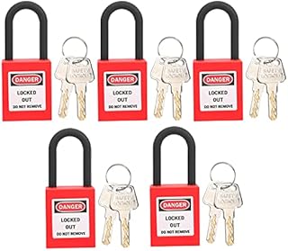 Lockout Lock, 38mm Lock Out Tag Out Padlocks Setfor Lock Out Tag Out Stations, Safety Padlocks Set with 2 Keys Per Lock, 5 Sets(red)