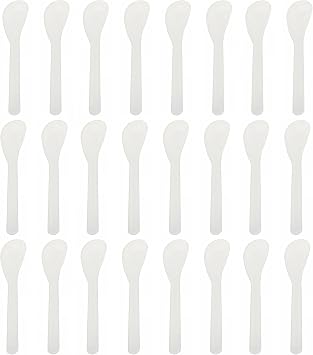 erioctry 24 Pcs Clear Plastic Cosmetic Spatulas Frosted Tip for Face Cream | Lightweight single-use design with smooth edges, great for blending mask preparations and extracting skincare samples daily