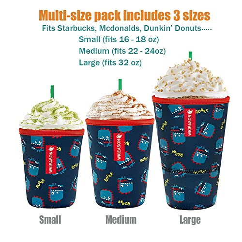 Image of Reusable Iced Coffee Insulator Sleeve for Cold Beverages and Neoprene Cold Coffee Cup Sleeves Cooler Cover 16-32OZ for Coffee Cup, McDonalds, Dunkin Donuts, More (Leaves print)