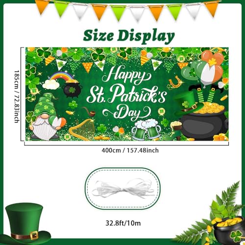 Avezano St. Patrick’s Day Garage Door Banner 6x13Ft Happy St Patricks Day Decorations Garage Door Cover Irish Gnome Shamrock Backdrop for St Patricks Day Party Outdoor Indoor by Avezano - Image 3