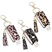 Produktbild 3 x nachfüllbare Flaschen Leder Schlüsselanhänger Halter mit Quaste Leopardenmuster nachfüllbar leere Reiseflaschen Halter PU Leder Hülle mit Flaschen