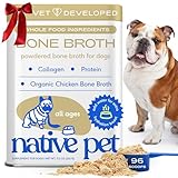 Native Pet Bone Broth for Dogs and Cats - Chicken Bone Broth Powder Dog Food Toppers for Picky Eaters - Provides Extra Nutrition for Joint Strength, Immune Support & Heart Health - 96 Scoops