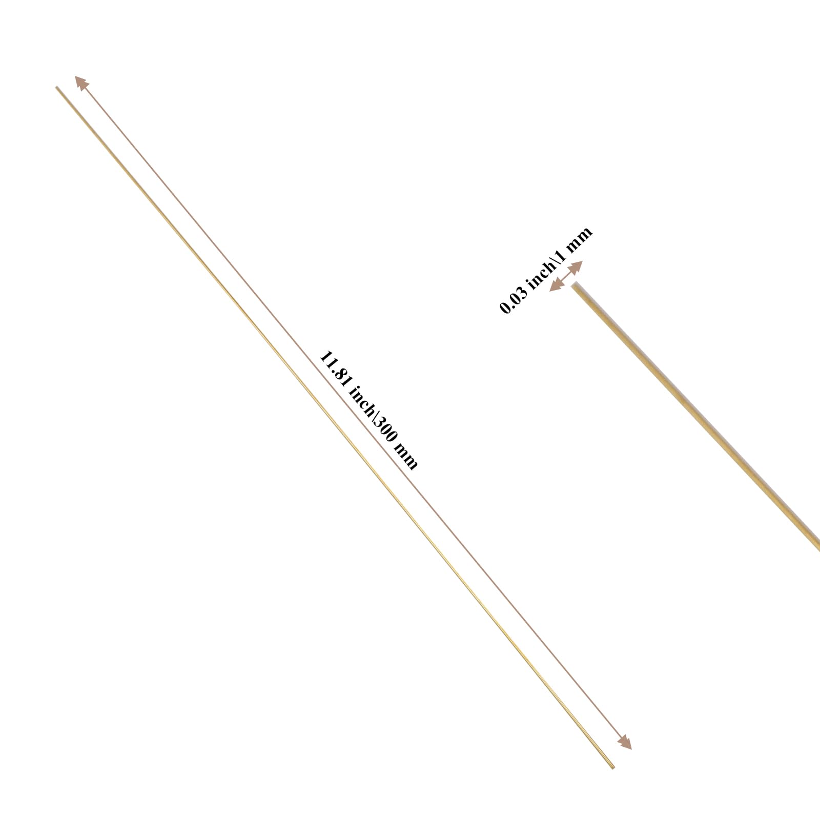 Lot de 30 tiges rondes en laiton, 1 mm x 300 mm, pour loisirs créatifs, modélisme