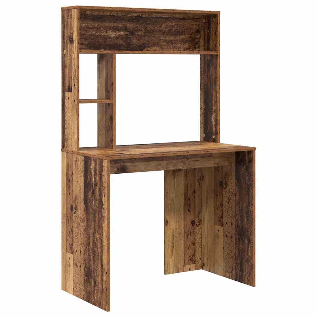Escritorio con estante de madera vieja 91 x 50 x 149 cm mesa de escritorio de oficina de madera de ingeniería estación de trabajo para oficina sala de estar dormitorio fácil montaje