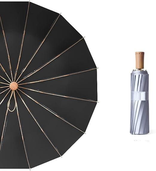 1pcs titanium silver folding umbrella, 16 bone three fold solar