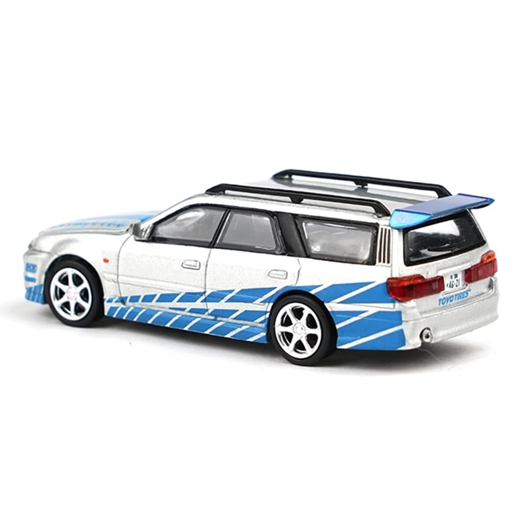 日産ステージア　ミニカー POP RACE 1/64 日産 ステージア NISSAN STAGEA BLUE/SILVER