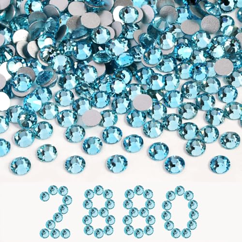 Image of Beadsland Flat Back Crystal Rhinestones Bulk, Aquamarine, SS30, 2880pcs