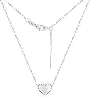 VeskicyDainty Initial Necklaces for Women | Heart Pendant Gifts for Women | Adjustable Size