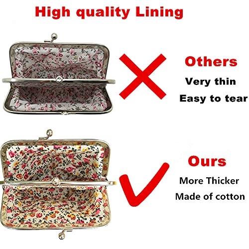 Cute Floral Buckle Coin Purses Vintage Pouch Kiss-Lock Change Purse Wallets (01) #TOP2