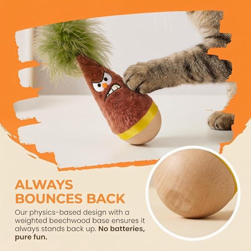Palaufr Jouet Chat Basculant en Bois | Jouet Auto-Redressant Silencieux pour Chaton | Basculant Interactif,Jeu Exercice Intérieur pour Chaton Réduit L'Ennui Enrichissement Animal De Compagnie – vue 6