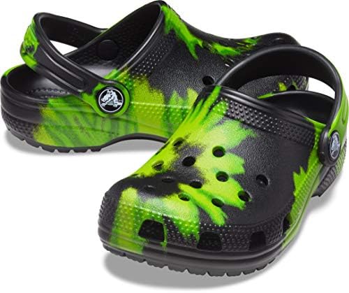 Crocs unisex child Classic Tie Dye Clog, Black/Lime Punch, 4 Toddler | Image 6