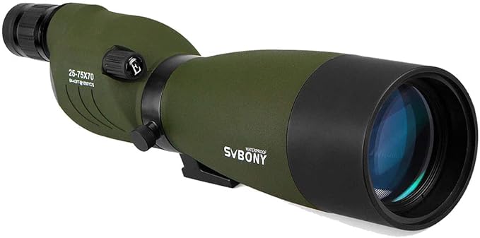 SVBONY SV17 Spotting Scope Straight Waterproof 25-75x70mm Zoom Telescope Bak4 for Bird Watching Target Shooting Archery Range with Soft Case