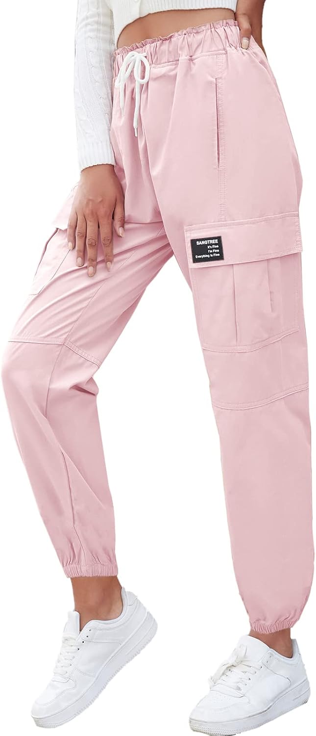 SANGTREE Girls & Womens Drawstring Cargo Jogger Pants,3 Years - Women 3XL - Picture 22 of 170