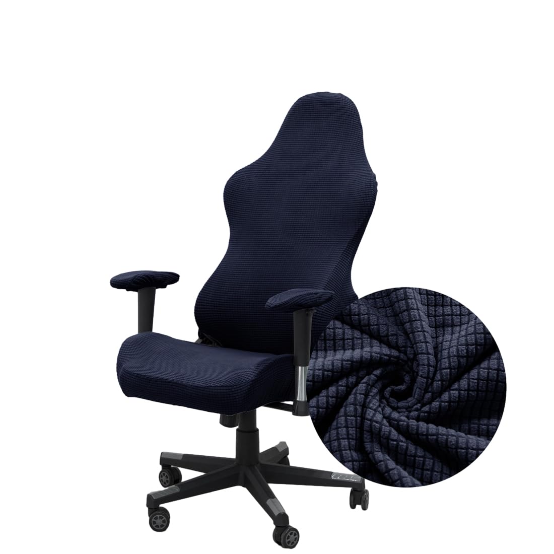 Highdi Funda para Silla de Gaming Juego, Jacquard Elástica Funda para Silla Oficina de Ordenador para Gaming Chair Silla Oficina Giratoria, Antideslizante Antirasguños (Azul Marino)