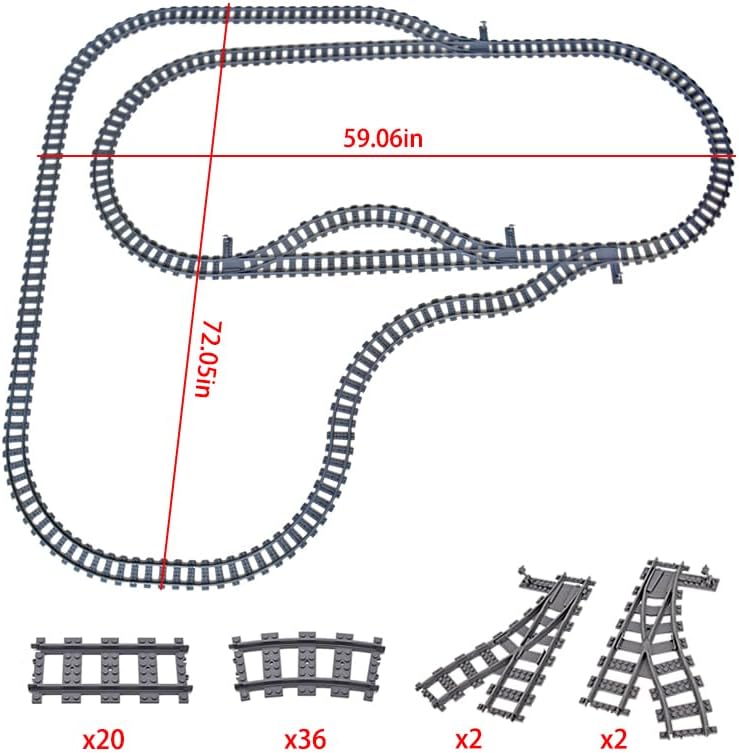 Miniatura 2 de Train City Track - Juego de expansión para ferrocarril y pista, compatible con las principales marcas de bloques de construcción, ideal para la