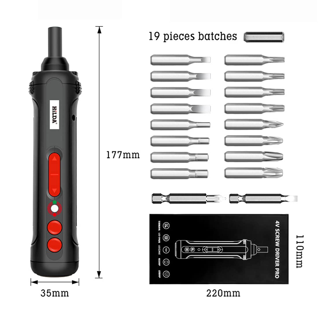 Mini destornillador eléctrico, juego de herramientas inalámbricas,2000 mAh taladros pequeños recargables destornilladores eléctricos de 4V con función de detección de circuito,luz de trabajo LED
