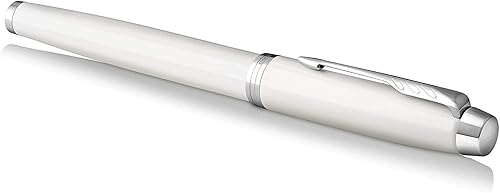 Miniatura 3 de Pluma fuente Parker IM Punta fina de metal satinado con recarga de tinta azul (1931649)., Blanco y cromado