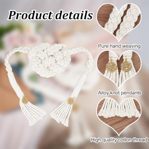 Olycraft Wedding Lasso and Handfasting Cord with Pendant - Traditional Celtic 190cm Beige Love Knot Handmade Cotton - Image 4