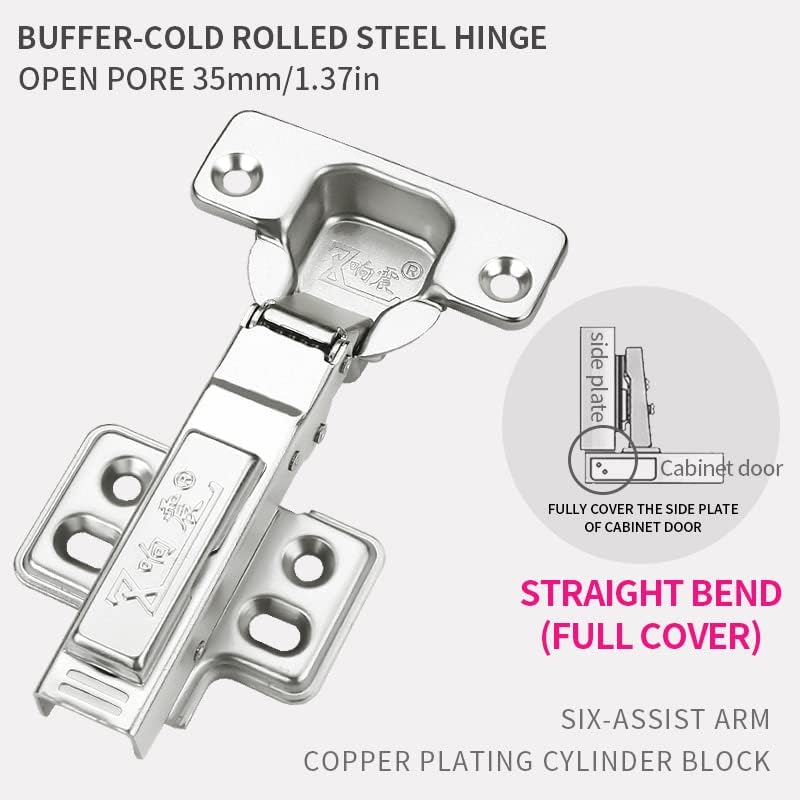 Miniatura 3 de 1 par de bisagras de puerta de gabinete de cierre suave para superposición completa, paquete de 2 bisagras de puerta de gabinete de alta
