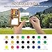 Mini Watercolor Kit Travel Set Pocket Watercolor Set with Wooden 15-Grid Palette, Crossbody Bag, 24 Colors Paint, 3 Brushes, Copper Clip & Sketchbook for Travel Painting