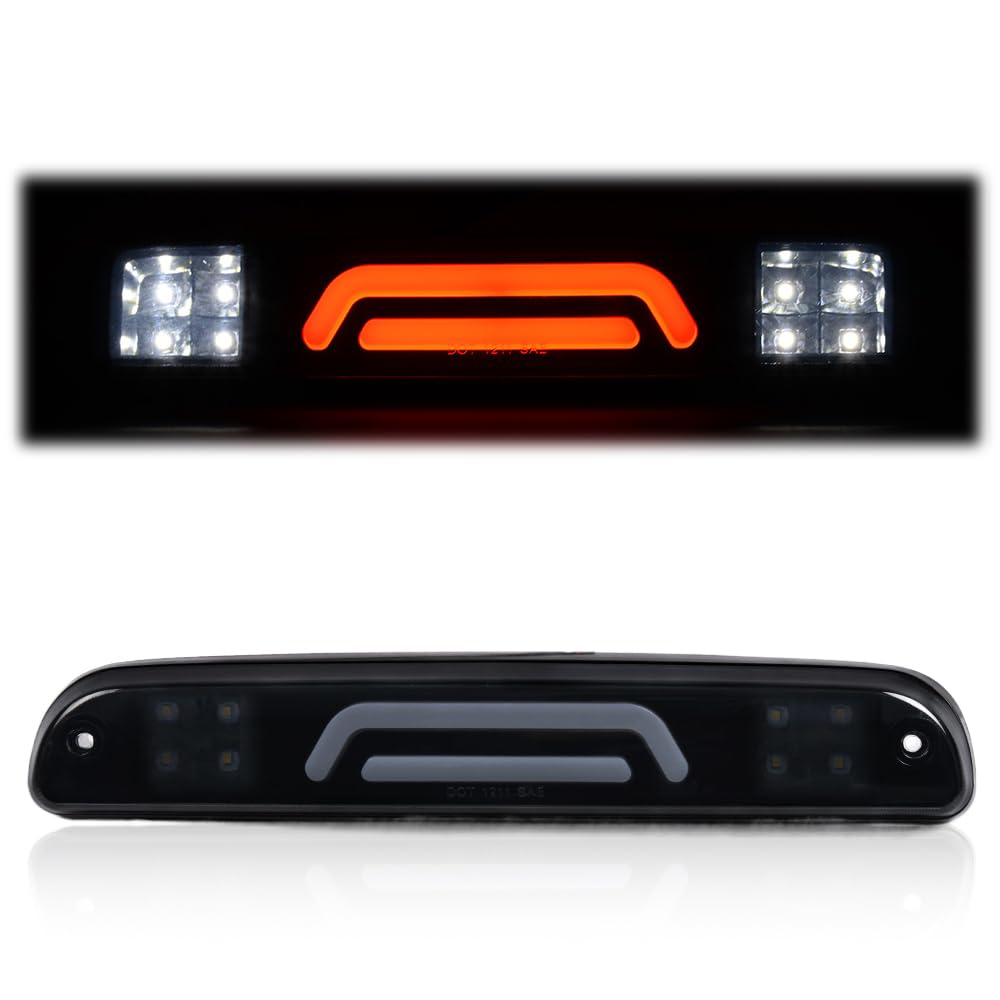 PIT66 LED 3rd Brake Light, Compatible with Ford F250 F350 F450 F550 Super Duty 99-16/Fit Ranger 93-11/Fit Mazda B2300 B2500 B3000 B400 95-03, Third Brake Stop Lamp Light Smoke Lens Black Housing