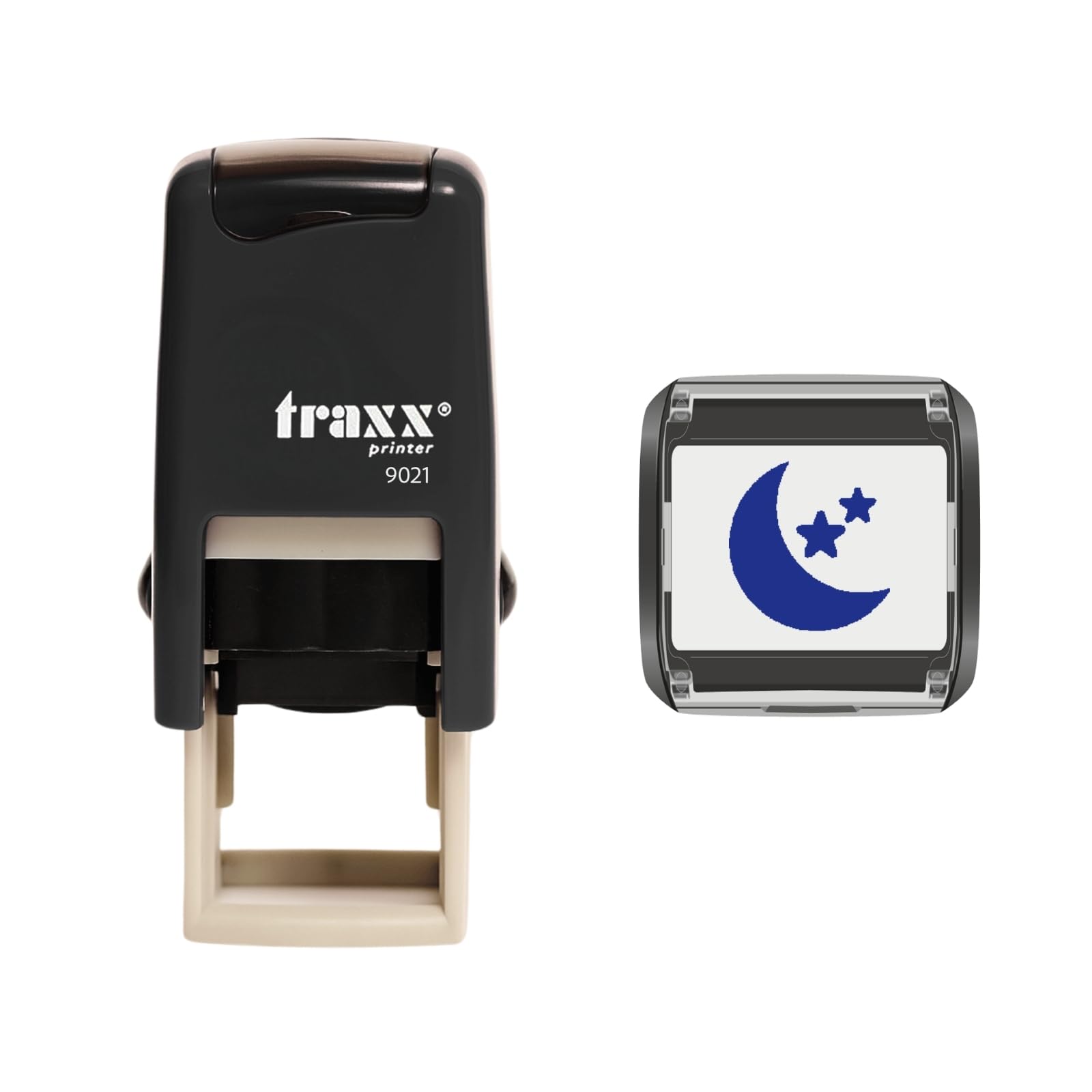 Traxx 9021 Loyalty Card Self Inking Rubber Stamp Business School College *A Blue Moon and Stars Design*