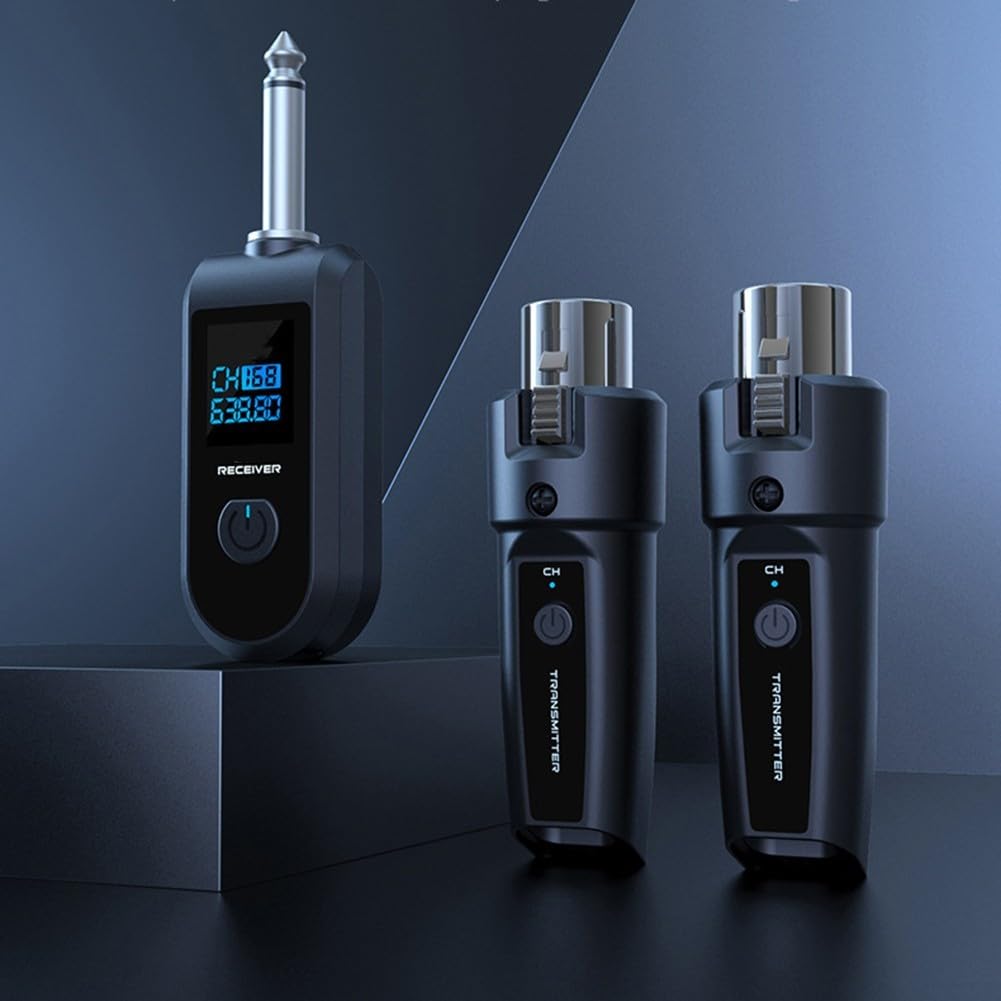 Transmisor y receptor de audio de micrófono inalámbrico, sistema de micrófono recargable, transmisor y receptor XLR inalámbrico (1 bandeja 2)