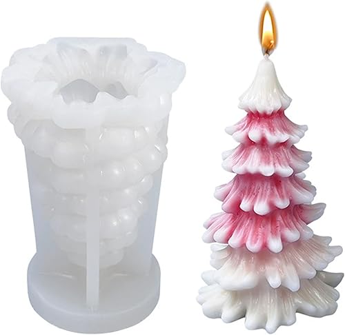 Molde de silicona para velas de árbol de Navidad de cedro, pastel de fondant, molde de chocolate para hornear, molde de yeso de resina epoxi para