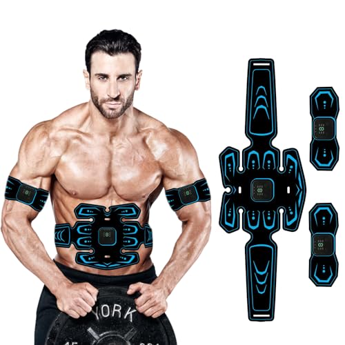Abs Trainer, EMS Training Device, Abdominal Muscle Trainer, Abdominal Trainer with 6 Modes & 9 Intensities, Portable Muscle Stimulator, for Abdomen, Arm, Leg Fitness Training