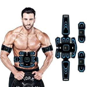 Abs Trainer, EMS Training Device, Abdominal Muscle Trainer, Abdominal Trainer with 6 Modes & 9 Intensities, Portable Muscle Stimulator, for Abdomen, Arm, Leg Fitness Training