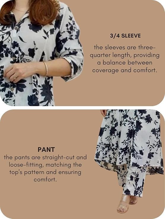Image of GRECIILOOKS Co ord set for women stylish | Anarkali Kurta-Set - Viscose Printed Kurta & Straight Pant | kurtis| Festive Indian Traditional Outfit Dress for Functions & Puja | Trendy Travel & Streetwear Look for Woman | 3 /4 Half Sleeve