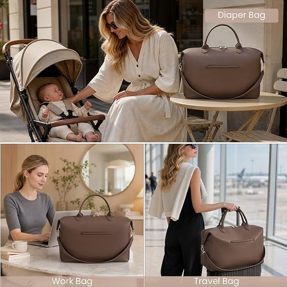 Starnearby Sac à Langer Convertible Sac à Dos Tote Bag en Cuir Végétalien