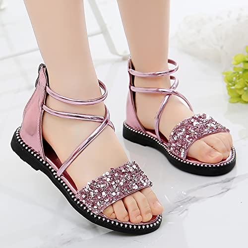 Unisex-Child and Toddler Baby Girls High Top Shoes Open Toe Non Slip Flat Shoes Summer Princess Shoes (Pink, 32)3