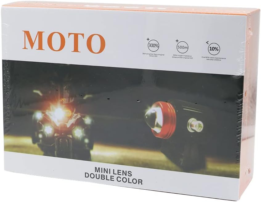 Motorcycle Spotlight Projector Lens Dual Color Mini LED Headlight Yellow White Driving lamp Universal for Trucks SUV ATV Cars (Model 1)